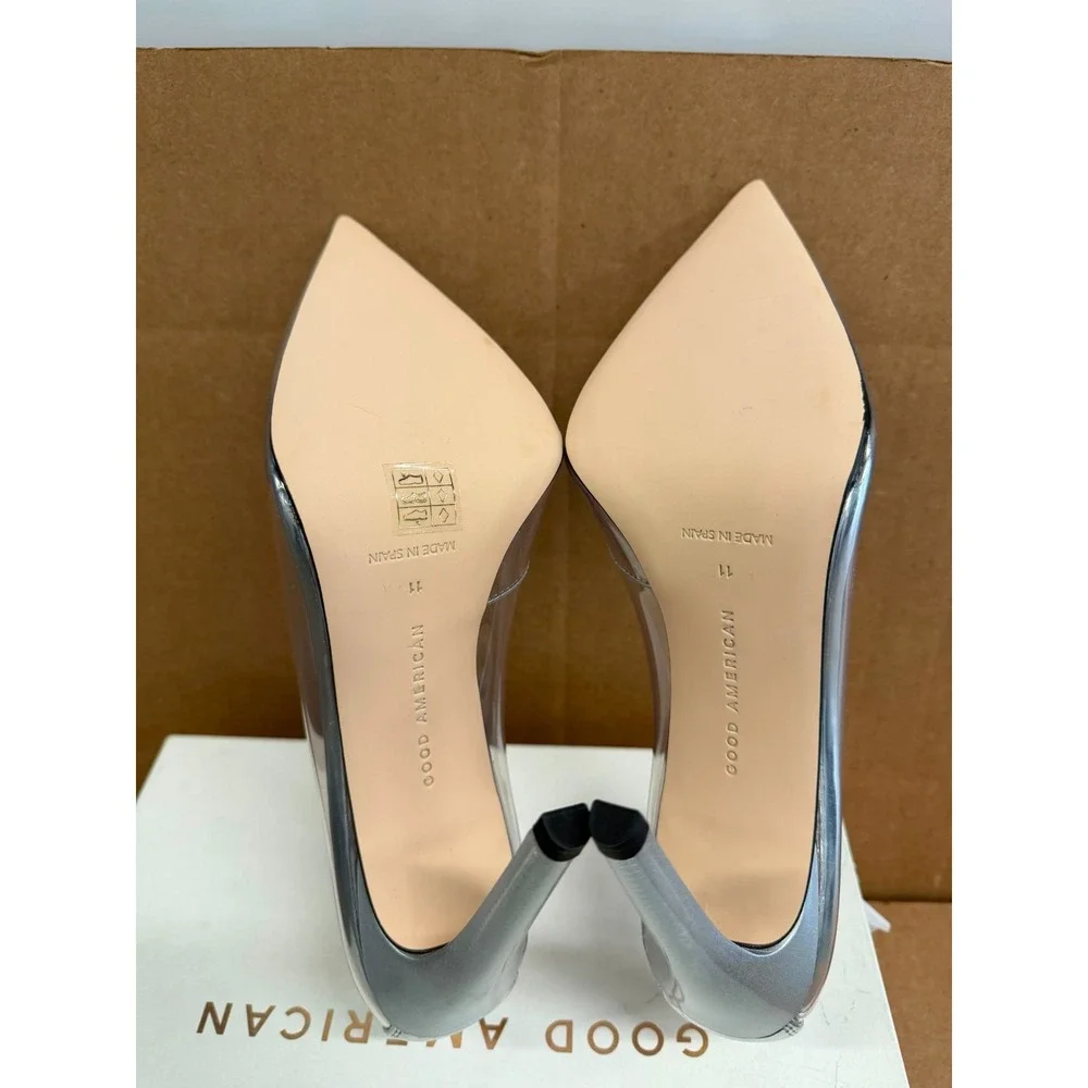 Good American Stiletto Heel Pointed Toe Clear Cinderella Pumps Size 11 US
